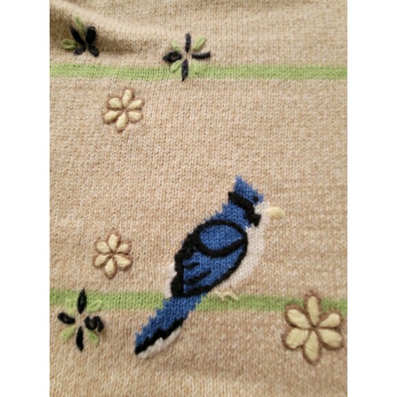 Womens Medium Christopher & Banks Cardigan Short Sleeve Hand Embroidered Birds - Picture 4 of 5